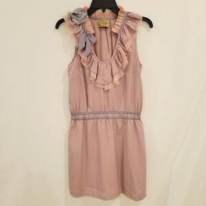 DejaVu Ruffled neckline mini dress with elastic waist size small